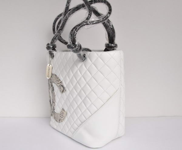 7A Discount Chanel Cambon Black CC Shoulder Bags A25168 White